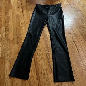 Pair of Zara leather straight flare pants with side zipper closure